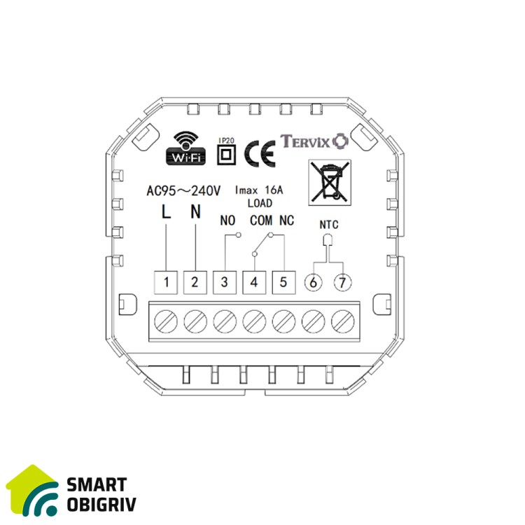 114330 Термостат з Wi-Fi керуванням Tervix для газового/електричного котла, врізний - SMARTOBIGRIV 02