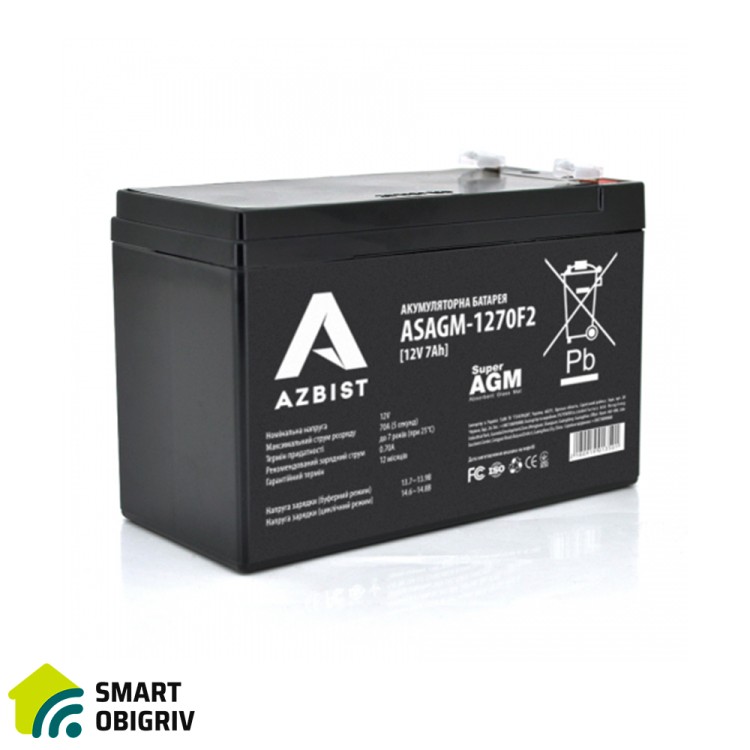 Аккумуляторная батарея AZBIST Super AGM ASAGM-12650M6, 12V, 65Ah - SMARTOBIGRIV  