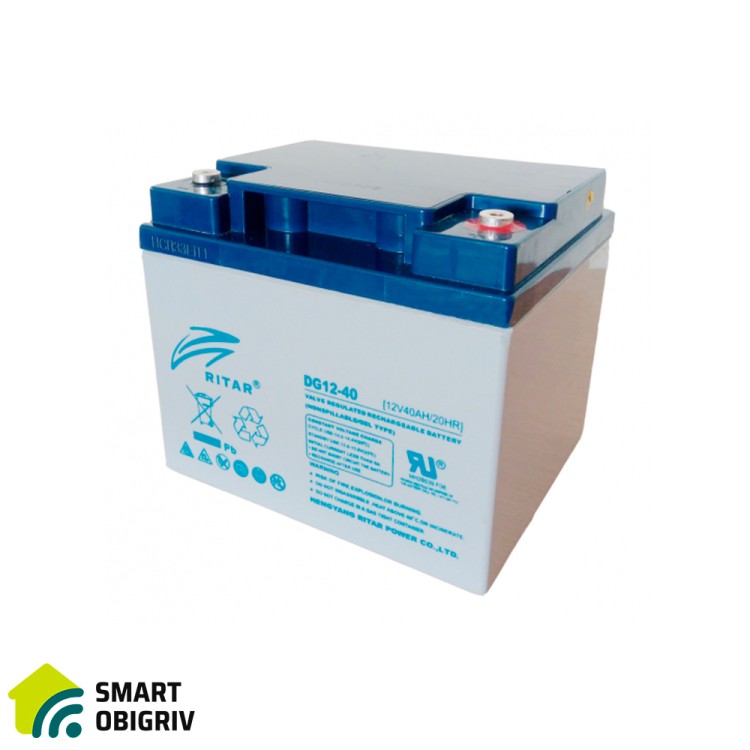 Акумуляторна батарея GEL RITAR DG12-40, 12V 40Ah - SMARTOBIGRIV  