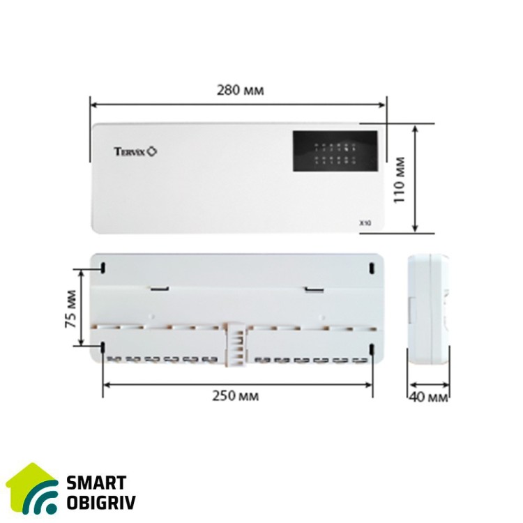 511108 Умный контроллер для водяного теплого пола Tervix Pro Line X10 ZigBee (8 контуров) - SMARTOBIGRIV 03