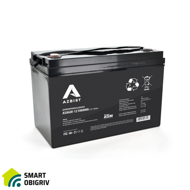 Аккумуляторная батарея AZBIST Super AGM ASAGM-121000M8, 12V, 100Ah - SMARTOBIGRIV  