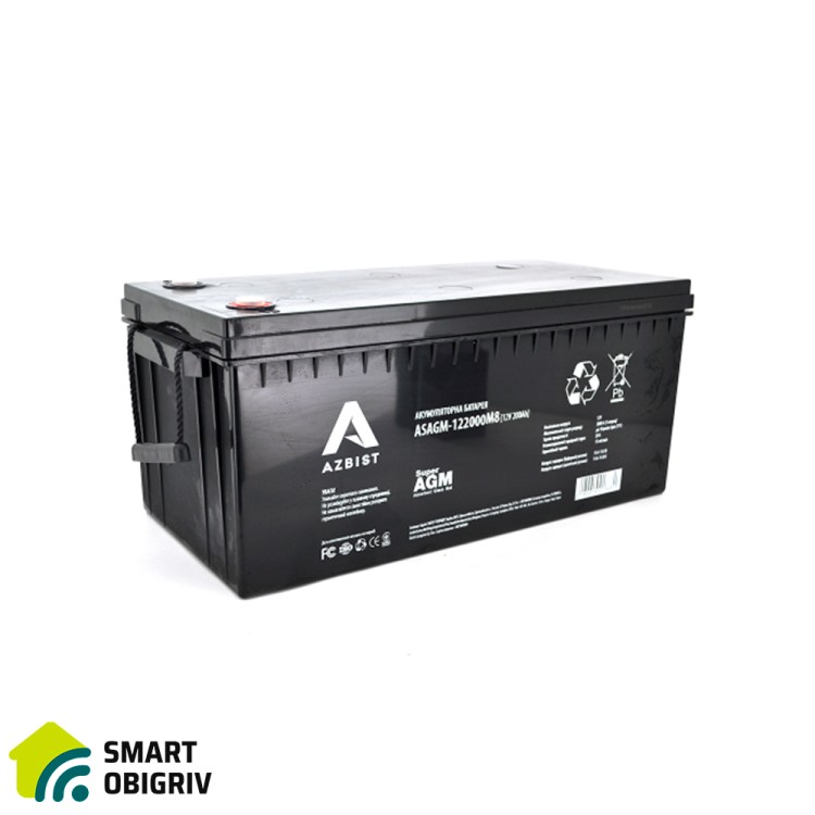 Аккумуляторная батарея AZBIST Super AGM ASAGM-122000M8, 12V, 200Ah - SMARTOBIGRIV  