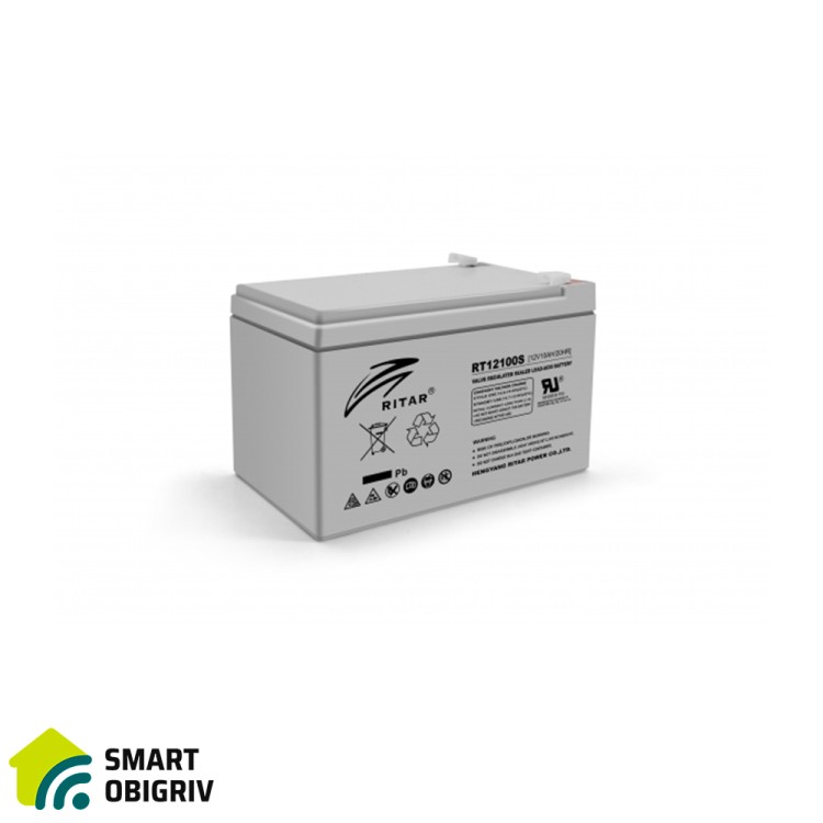 Акумуляторна батарея  AGM RITAR RT12100S, Gray Case, 12V 10.0Ah - SMARTOBIGRIV  