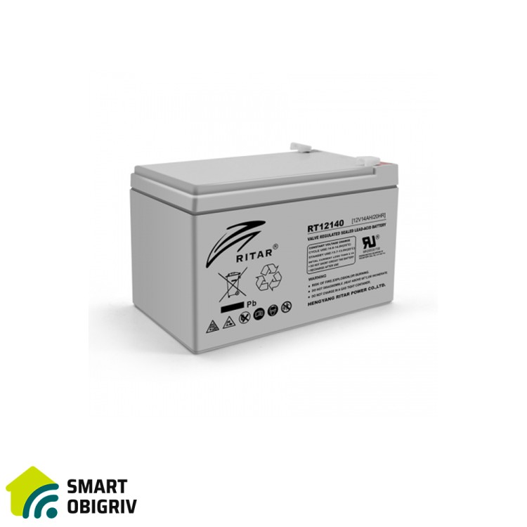 Акумуляторна батарея AGM RITAR RT12140H, Gray Case, 12V 14.0Ah - SMARTOBIGRIV  