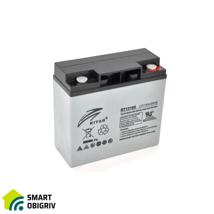 Аккумуляторная батарея AGM RITAR RT12180, Gray Case, 12V 18.0Ah - SMARTOBIGRIV  