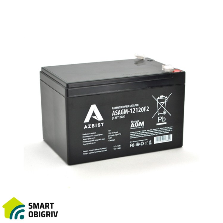 Акумуляторна батарея AZBIST Super AGM ASAGM-12120F2, 12V, 12Ah - SMARTOBIGRIV  