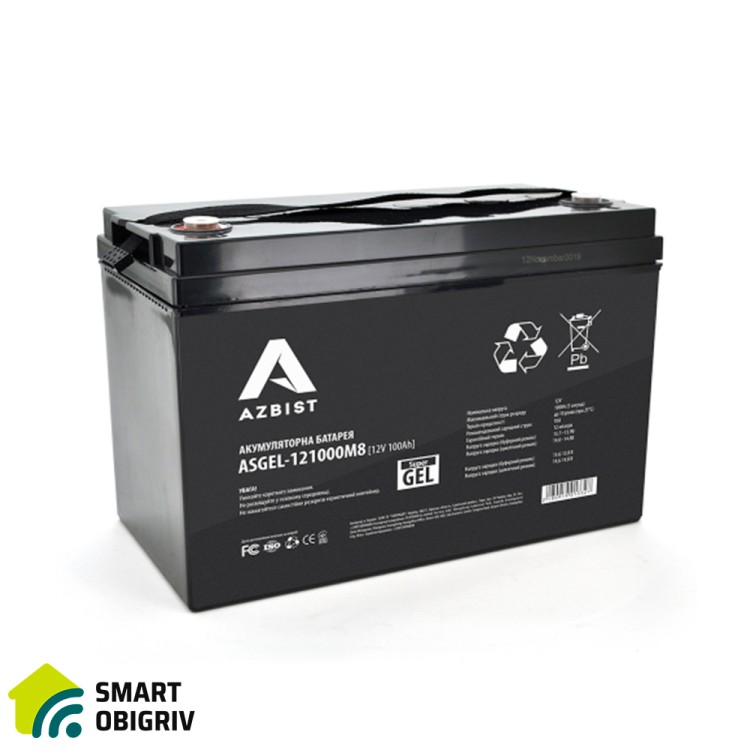 Аккумуляторная батарея AZBIST Super GEL ASGEL-121000M8, 100Ah, 12V - SMARTOBIGRIV  