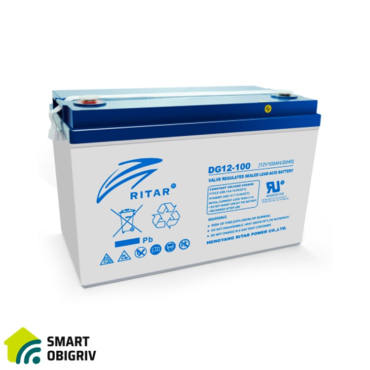 Акумуляторна батарея GEL RITAR DG12-100, 12V 100Ah - SMARTOBIGRIV  