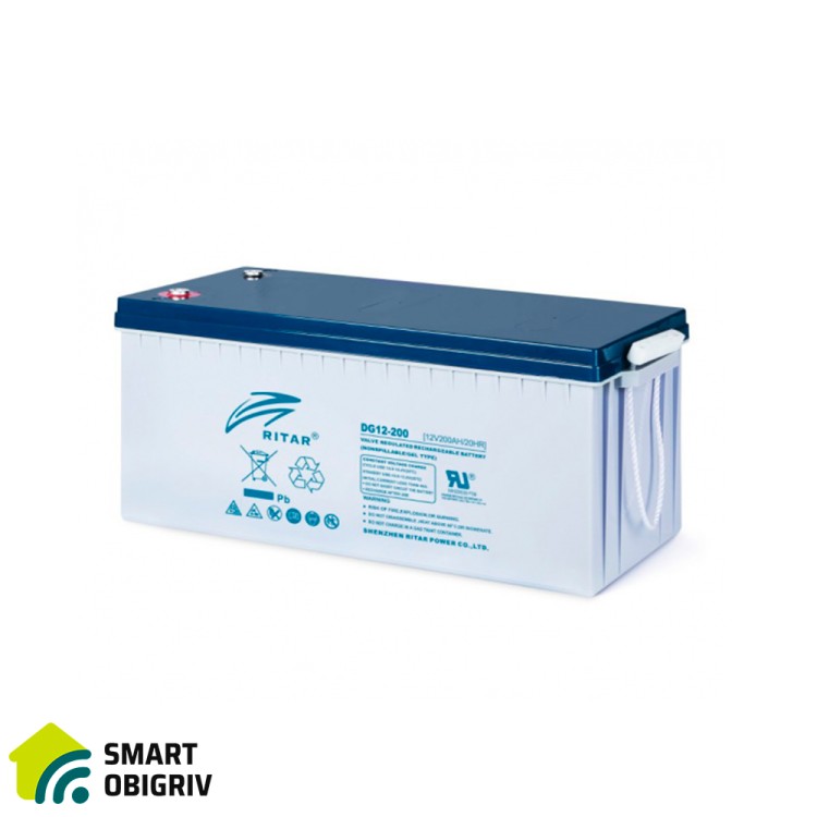 Акумуляторна батарея GEL RITAR DG12-200, 12V 200Ah - SMARTOBIGRIV  