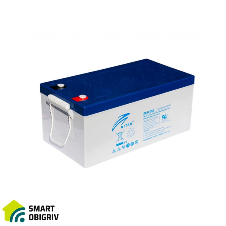 Акумуляторна батарея GEL RITAR DG12-260, 12V 260Ah - SMARTOBIGRIV  