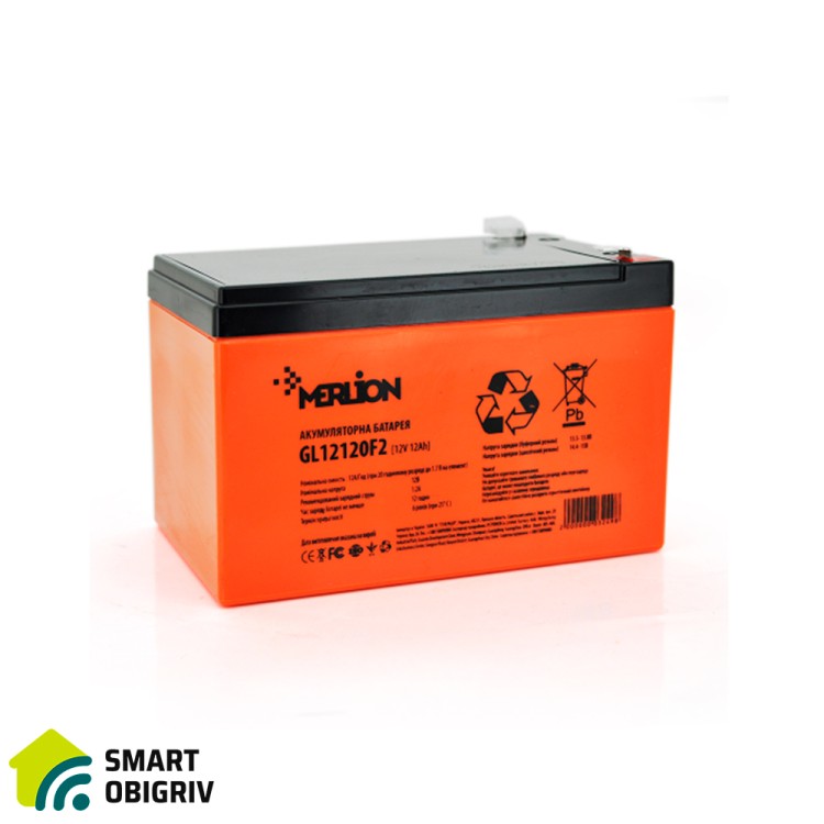 Акумуляторна батарея MERLION GL12120F2 12 V 12 Ah - SMARTOBIGRIV  