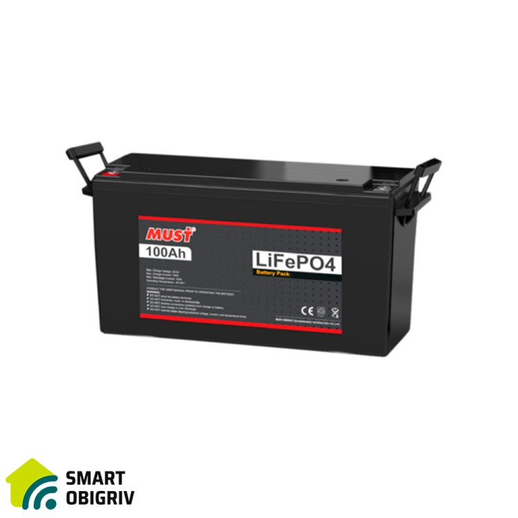 Акумуляторна батарея Must LiFePO4 12,8V 100Ah - SMARTOBIGRIV  