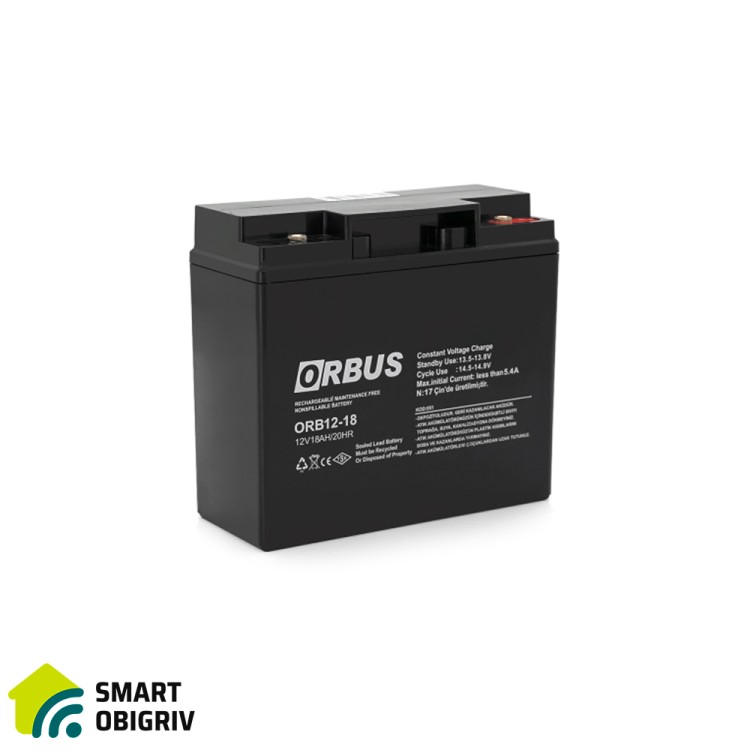 Акумуляторна батарея ORBUS ORB12180 AGM 12V 18Ah - SMARTOBIGRIV  