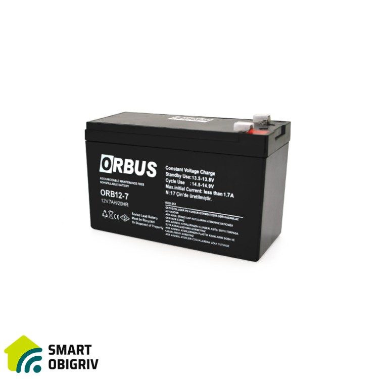 Акумуляторна батарея ORBUS ORB1270 AGM 12V 7Ah - SMARTOBIGRIV  