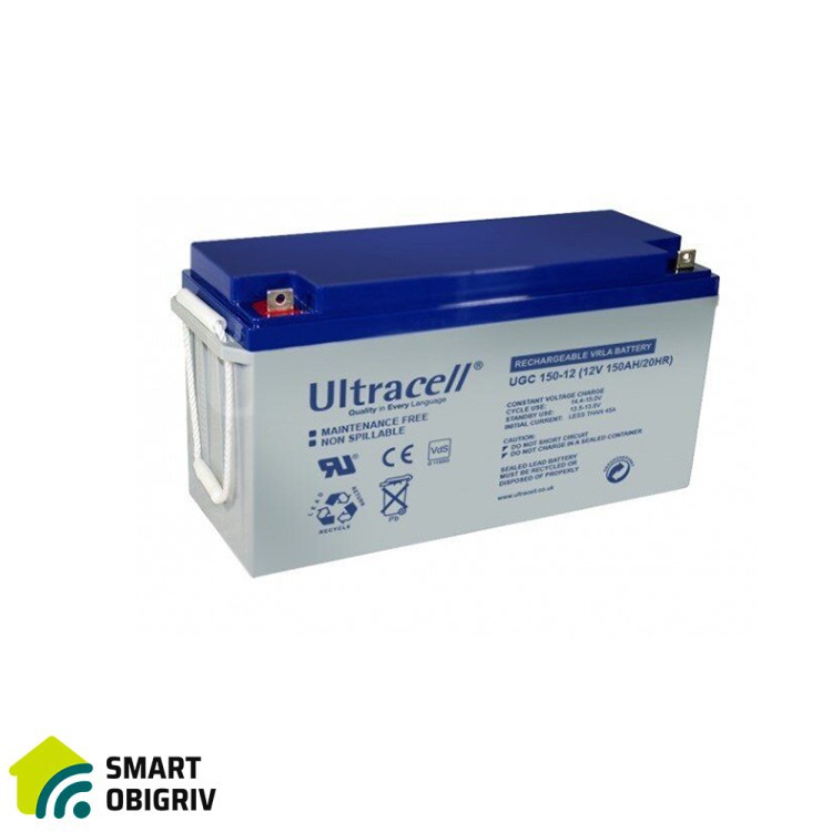 Акумуляторна батарея Ultracell UCG150-12 GEL 12 V 150 Ah - SMARTOBIGRIV  