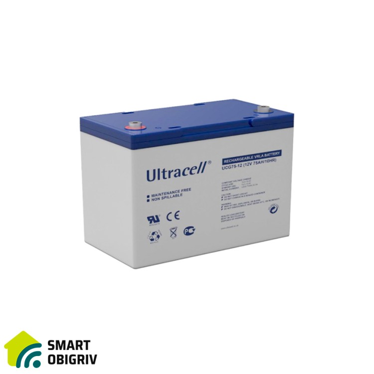 Акумуляторна батарея Ultracell UCG75-12 GEL 12 V 75 Ah - SMARTOBIGRIV  