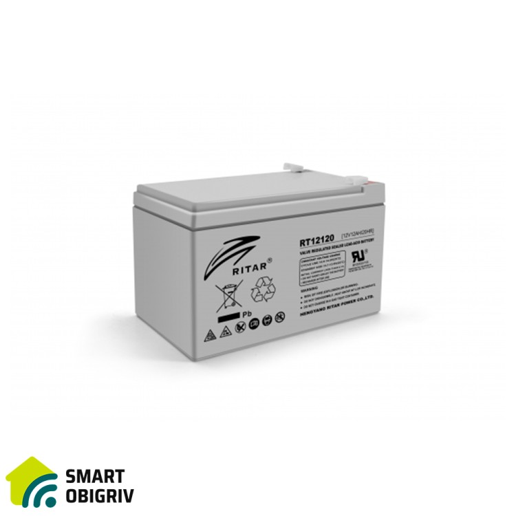 Акумуляторна батарея AGM RITAR RT12120, Gray Case, 12V 12.0Ah - SMARTOBIGRIV  