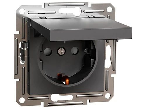 Фото 2 Розетка с крышкой, с заземлением ASFORA АНТРАЦИТ
EPH3100171