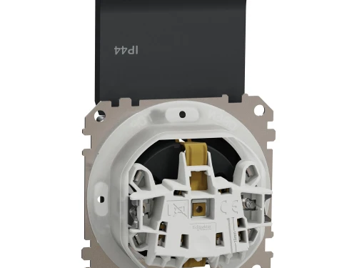 Фото 2 Розетка с заземлением, со шторками, и с крышкой IP44 Черный Sedna Design
SDD214024