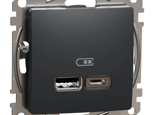 Фото 1 USB розетка тип A+C 2,4A Черный Sedna Design
SDD114402