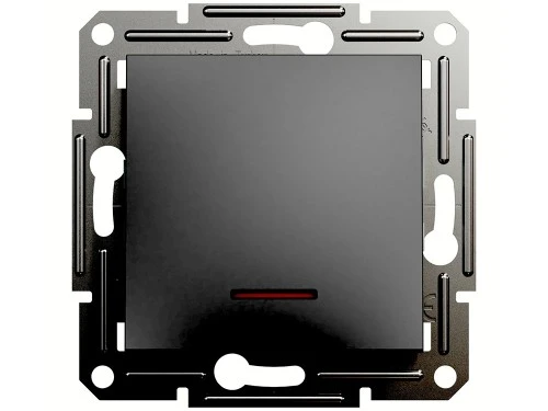 Фото 4 Выключатель одноклавишный, с подсветкой, самозажимной, ASFORA АНТРАЦИТ
EPH1400171