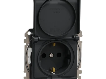Розетка з заземлення, зі шторками, та з кришкою IP44 Чорний Sedna Design
SDD214024 Розетка з заземлення, зі шторками, та з кришкою IP44 Чорний Sedna Design
SDD214024